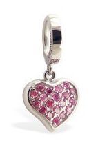 TummyToys® Pink Cubic Zirconia Paved Heart. Quality Belly Rings.