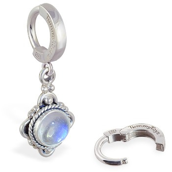 TummyToys® Moonstone Drop Belly Ring. Quality Belly Rings.