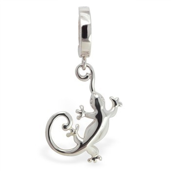 TummyToys® Silver Gecko Navel Ring. Quality Belly Rings.
