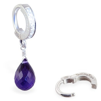 TummyToys® Amethyst Briolette Huggy. Shop Belly Rings.