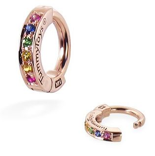 TummyToys® 14K Rose Gold Rainbow Sapphire Belly Ring. Belly Bars Australia.