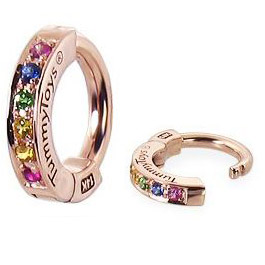 TummyToys® 14K Rose Gold Rainbow Sapphire Belly Ring - Solid 14k Rose Gold Belly Ring with Multi Coloured Sapphires