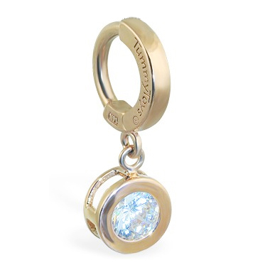 TummyToys® Solid Yellow Gold CZ Dangle. Belly Rings Australia.