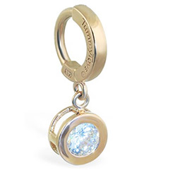 TummyToys® Solid Yellow Gold CZ Dangle