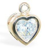 High End Belly Rings . TummyToys 14k Gold Bezel CZ Heart Charm - Changeable Swinger Charm