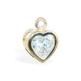 TummyToys® 14k Gold Bezel CZ Heart Charm