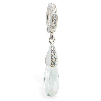 TummyToys® Encrusted Tear Drop CZ  Navel Ring. Navel Rings Australia.