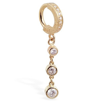 TummyToys® 14K Yellow Gold Diamond Journey Navel Ring. Quality Belly Rings.