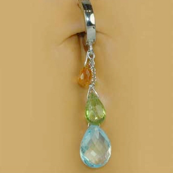 TummyToys® Natural Gemstone Teardop on Pure Platinum Clasp. Shop Belly Rings.