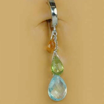 TummyToys® Natural Gemstone Teardop on Pure Platinum Clasp. Belly Rings Australia.