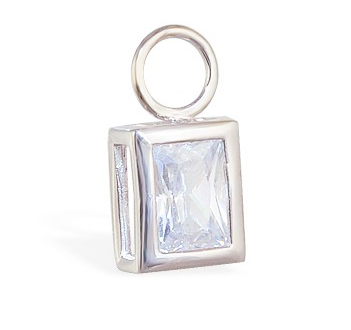 TummyToys® Bezel Set Emerald Cut Cubic Zirconia Charm - Belly Button Rings