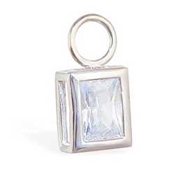 TummyToys® Bezel Set Emerald Cut Cubic Zirconia Charm