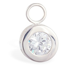 TummyToys® Bezel Set CZ Circle Swinger Charm - Changeable Floating Swinger Charm