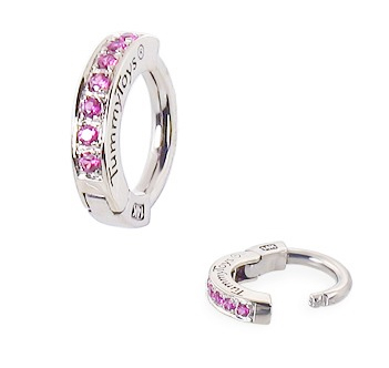 TummyToys®14K White Gold With Pink Sapphire Belly Ring. Quality Belly Rings.