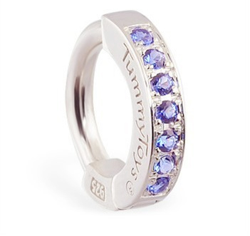 TummyToys® Purple CZ Paved Silver Sleeper Navel Ring. Navel Rings Australia.