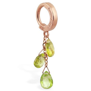 TummyToys® 14K Rose Gold Peridot Navel Ring. Belly Rings Australia.