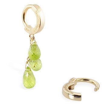 TummyToys® 14K Yellow Gold Peridot Navel Ring. Silver Belly Rings.