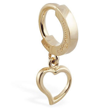 Tummy Toys 14K Yellow Gold Dangling Heart Navel Ring. Belly Rings Australia.