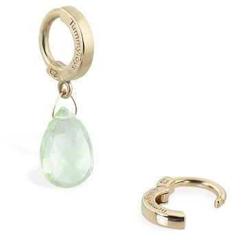 TummyToys® 14K Yellow Gold Green Quartz Navel Ring. Belly Bars Australia.