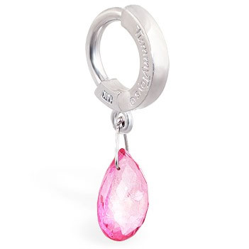 TummyToys® 14K White Gold Pink Topaz Navel Ring. Belly Rings Australia.