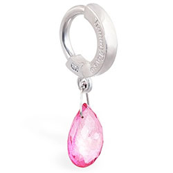 TummyToys® 14K White Gold Pink Topaz Navel Ring