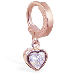 TummyToys® Rose Gold Cubic Zirconia Heart Belly Ring