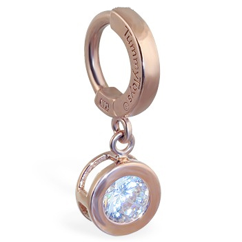 TummyToys® Solid Rose Gold CZ Dangle. Belly Rings Australia.