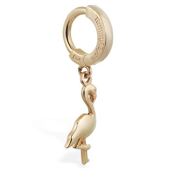 Tummy Toys 14K Rose Gold Flamingo Dangling Navel Ring. Belly Rings Australia.