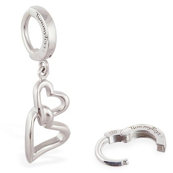 TummyToys® Interlocking Double Heart Surgical Steel Clasp. High End Belly Rings.