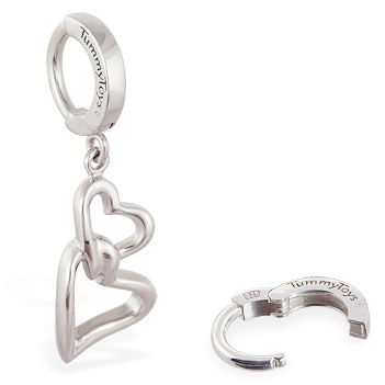 TummyToys® Interlocking Double Heart Surgical Steel Clasp. Designer Navel Rings.