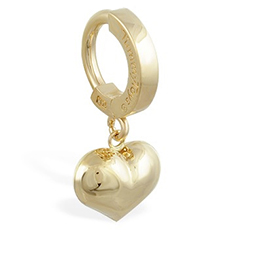 TummyToys® 14K Yellow Gold Puffed Heart Navel Ring