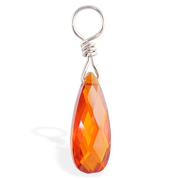 TummyToys® Deep Orange Navel Ring Swinger Charm. Belly Bars Australia.