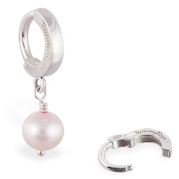 TummyToys® Pink Freshwater Pearl Huggy. Belly Rings Australia.