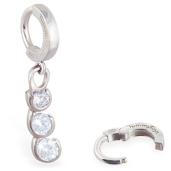 TummyToys® Steel Cubic Zirconia Drop Sleeper. Belly Rings Australia.