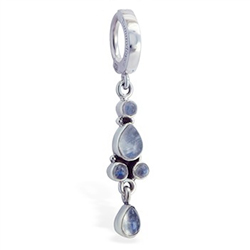 TummyToys® Balinese Moonstone Piercing - Solid Silver Clasp with Natural Moonstone Gems