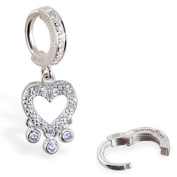 TummyToys® Paved Vintage Heart Clasp. Belly Bars Australia.