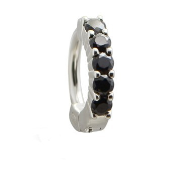 TummyToys® Solid 925 Silver Huggy with Black Diamante. Belly Rings Australia.