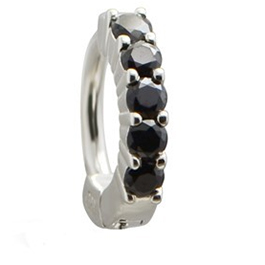 TummyToys® Solid 925 Silver Huggy with Black Diamante - Snap Lock Boutique Navel Jewellery