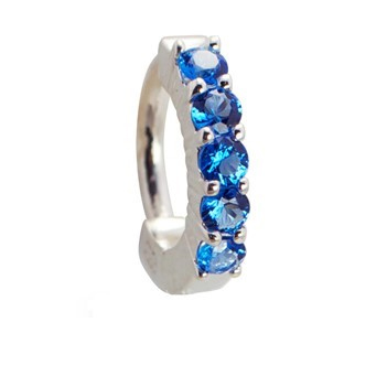TummyToys® Solid 925 Silver Huggy with Blue Diamante. Belly Rings Australia.