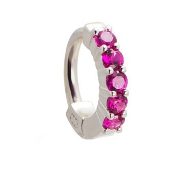 TummyToys® Solid 925 Silver Huggy with Pink Diamante. Quality Belly Rings.