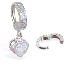 TummyToys® Paved Silver Heart Bezel Set