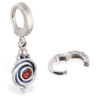 TummyToys® 925 Silver Garnet Huggy. Quality Belly Rings.