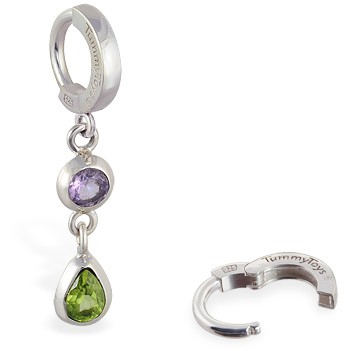 TummyToys® Amethyst Peridot Huggy. Designer Navel Rings.