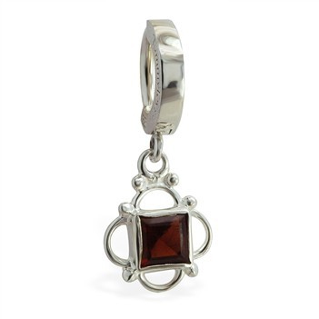 TummyToys® 925 Silver Garnet Sleeper. Belly Rings Australia.