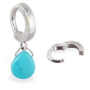 TummyToys® 925 Silver Turquoise Sleeper. Belly Rings Australia.