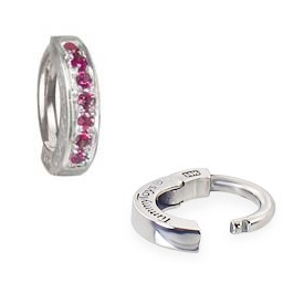 TummyToys® White Gold Ruby Pave Sleeper. Belly Rings Australia.