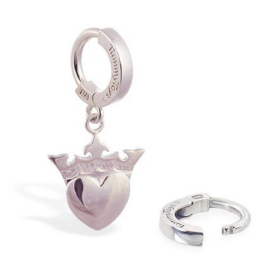 Belly rings. TummyToys Femme Metale Queen of Hearts - Solid 925 Silver Belly Huggy by Femme Metale