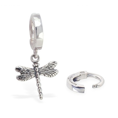 TummyToys® 925 Silver Dragonfly Huggy. Belly Rings Australia.