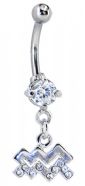 Aquarius Dangling Belly Ring - Born January 20 to February 18
