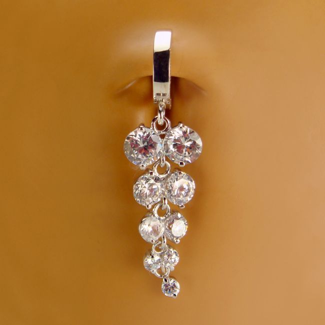 You are viewing a beautiful solid silver belly ring with a dazzling cubic 